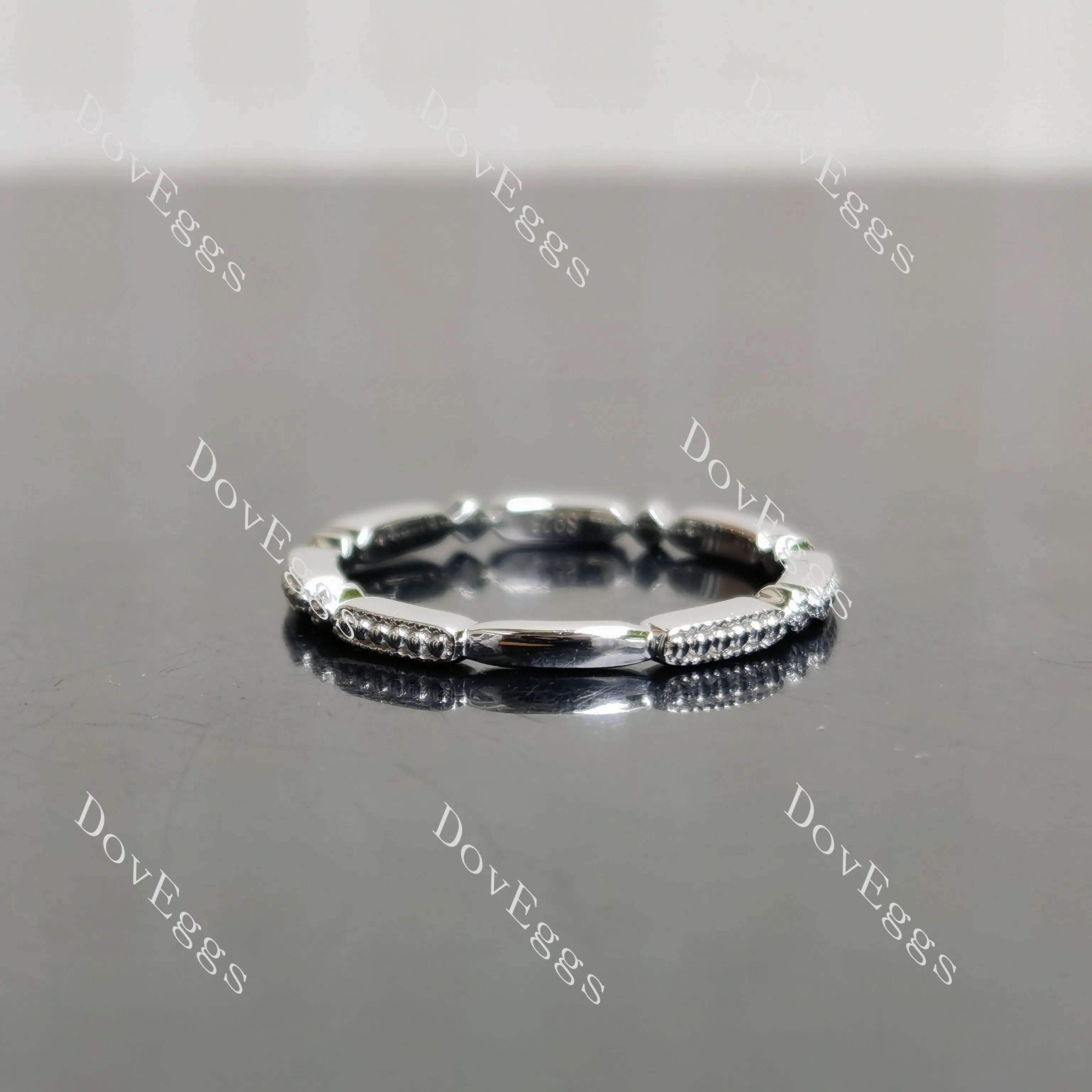 Plain small beaded stacking wedding band-2.0mm band width| DovEggs