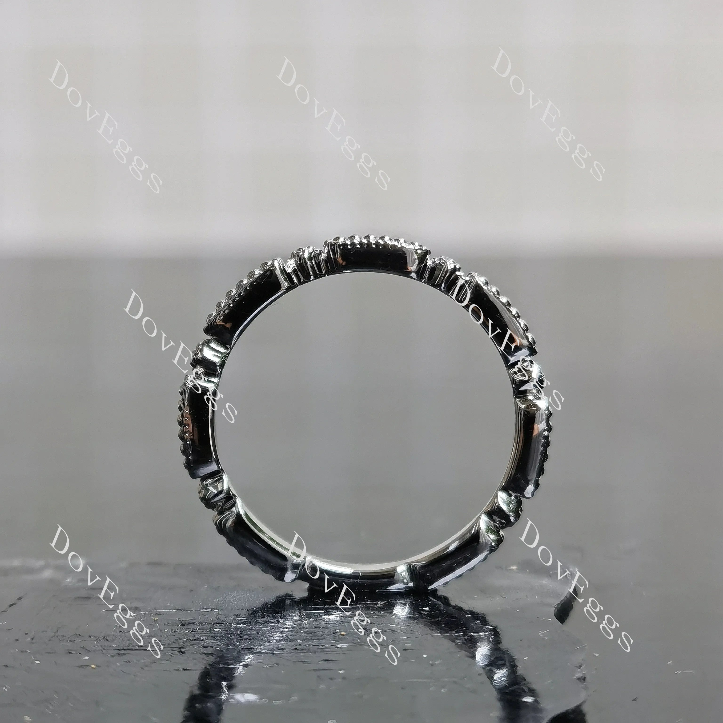 Plain small beaded stacking wedding band-2.0mm band width| DovEggs