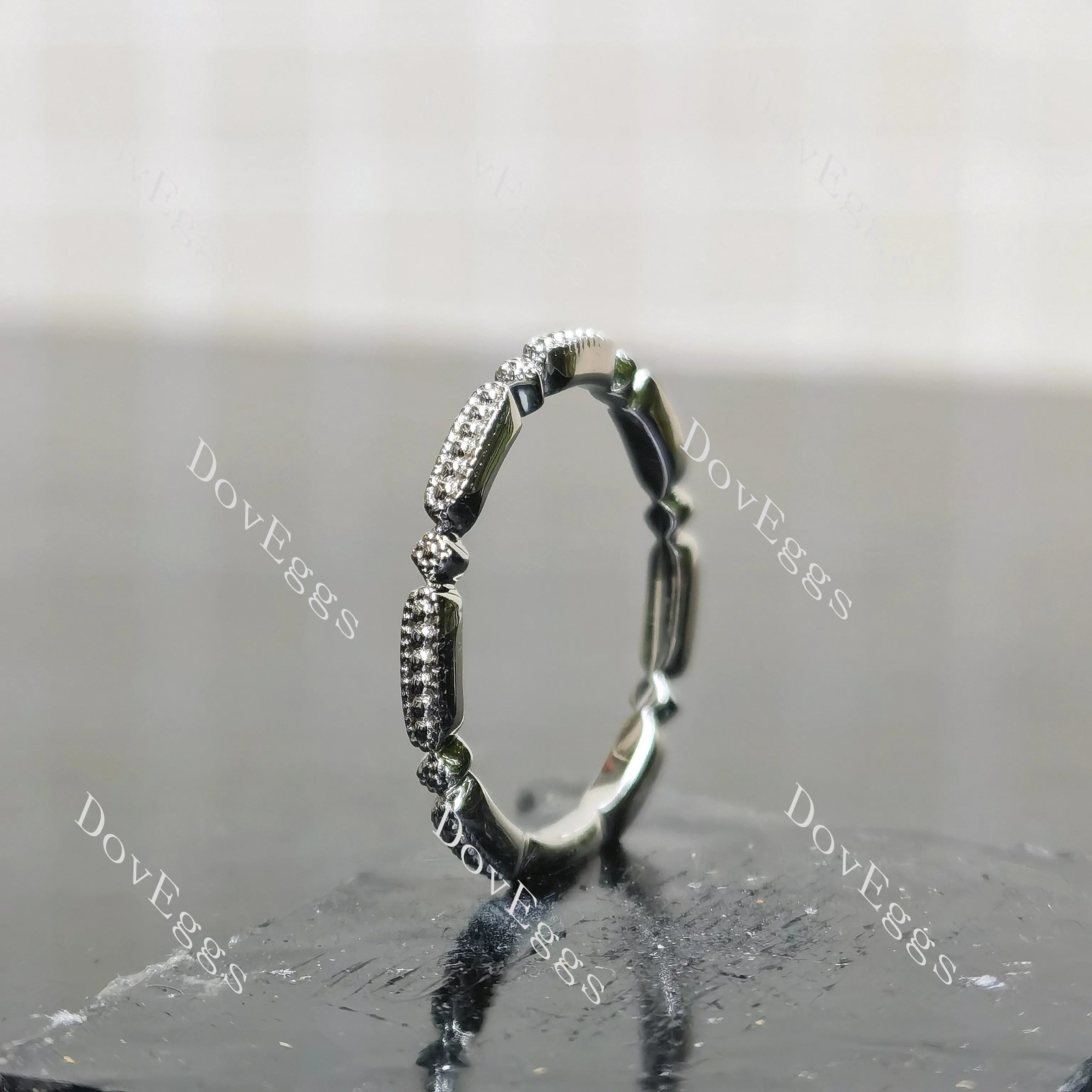 Plain small beaded stacking wedding band-2.0mm band width| DovEggs