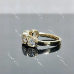 Cushion five stones bezel moissanite wedding band-2.3mm band width| DovEggs