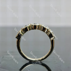 Cushion five stones bezel moissanite wedding band-2.3mm band width| DovEggs