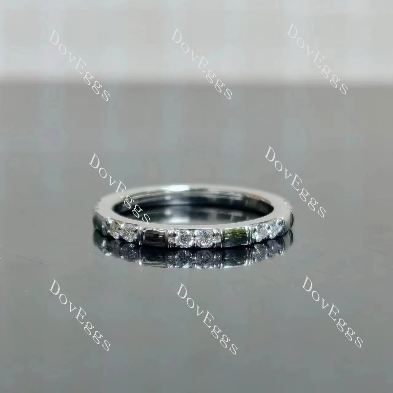 Round pave moissanite/lab grown diamond wedding band-2.0mm band width| DovEggs