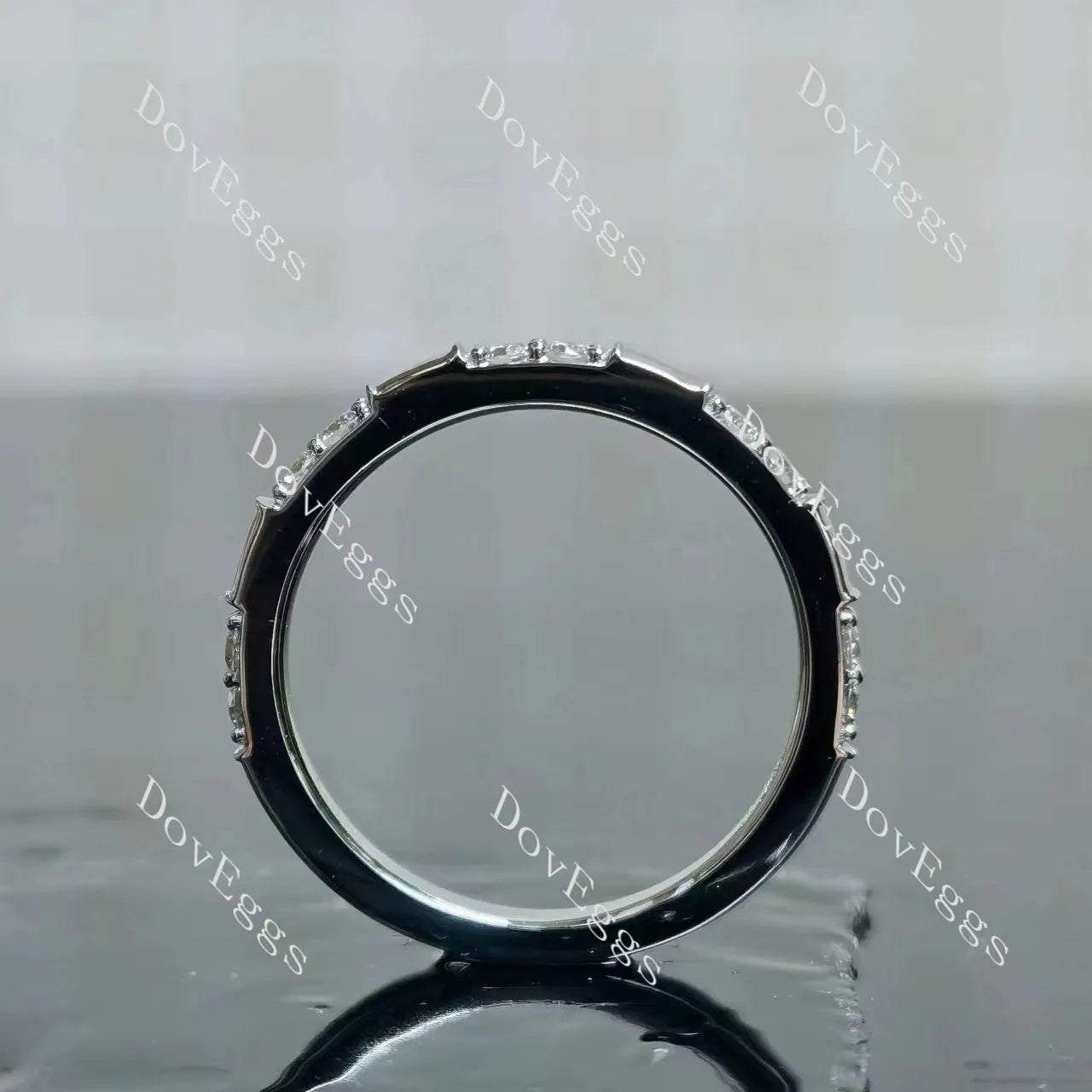Round pave moissanite/lab grown diamond wedding band-2.0mm band width| DovEggs