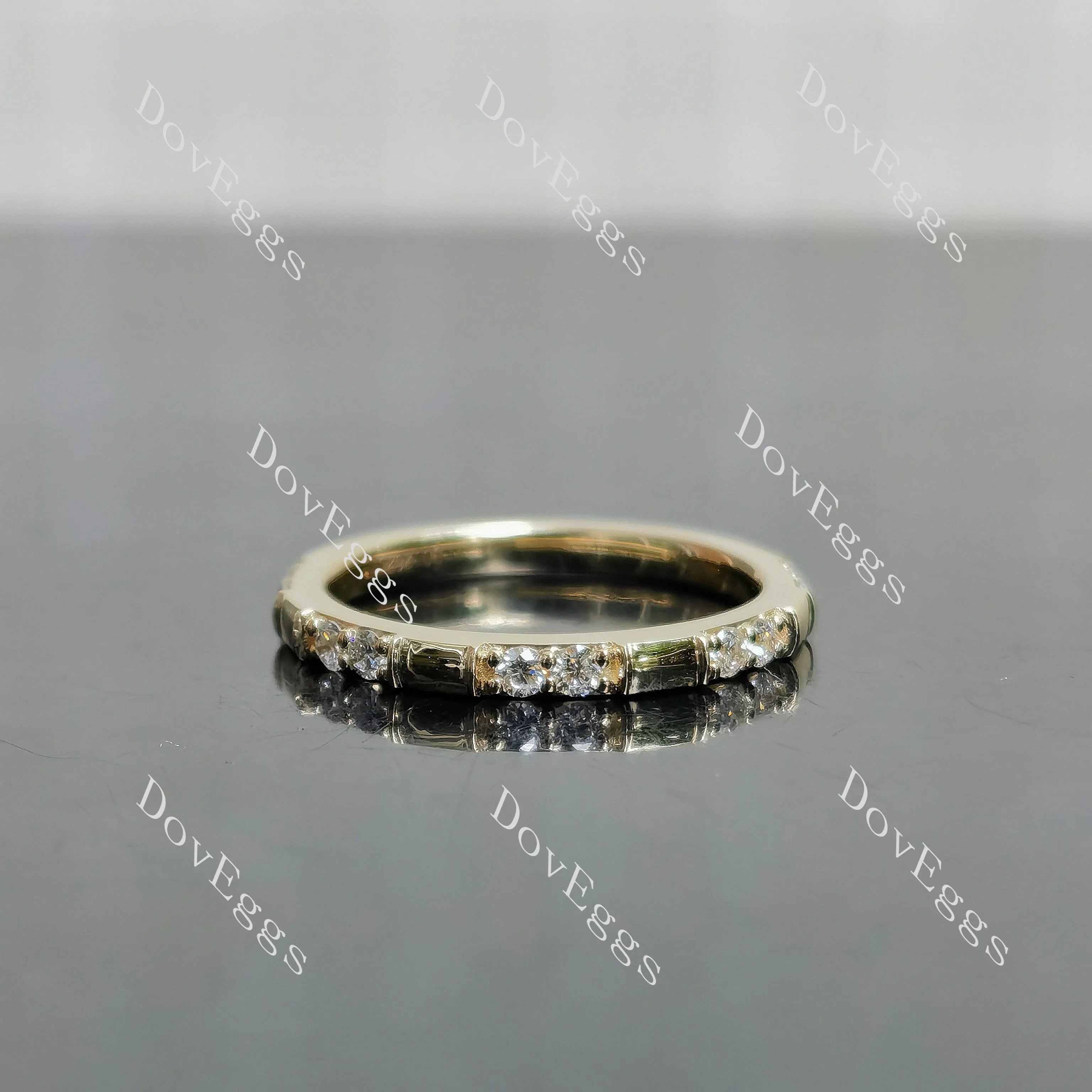Round pave moissanite/lab grown diamond wedding band-2.0mm band width| DovEggs