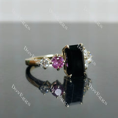 Emerald side stones colored gem engagement ring| DovEggs