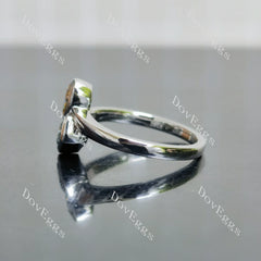 Radiant pear bezel two stones colored moissanite engagement ring| DovEggs