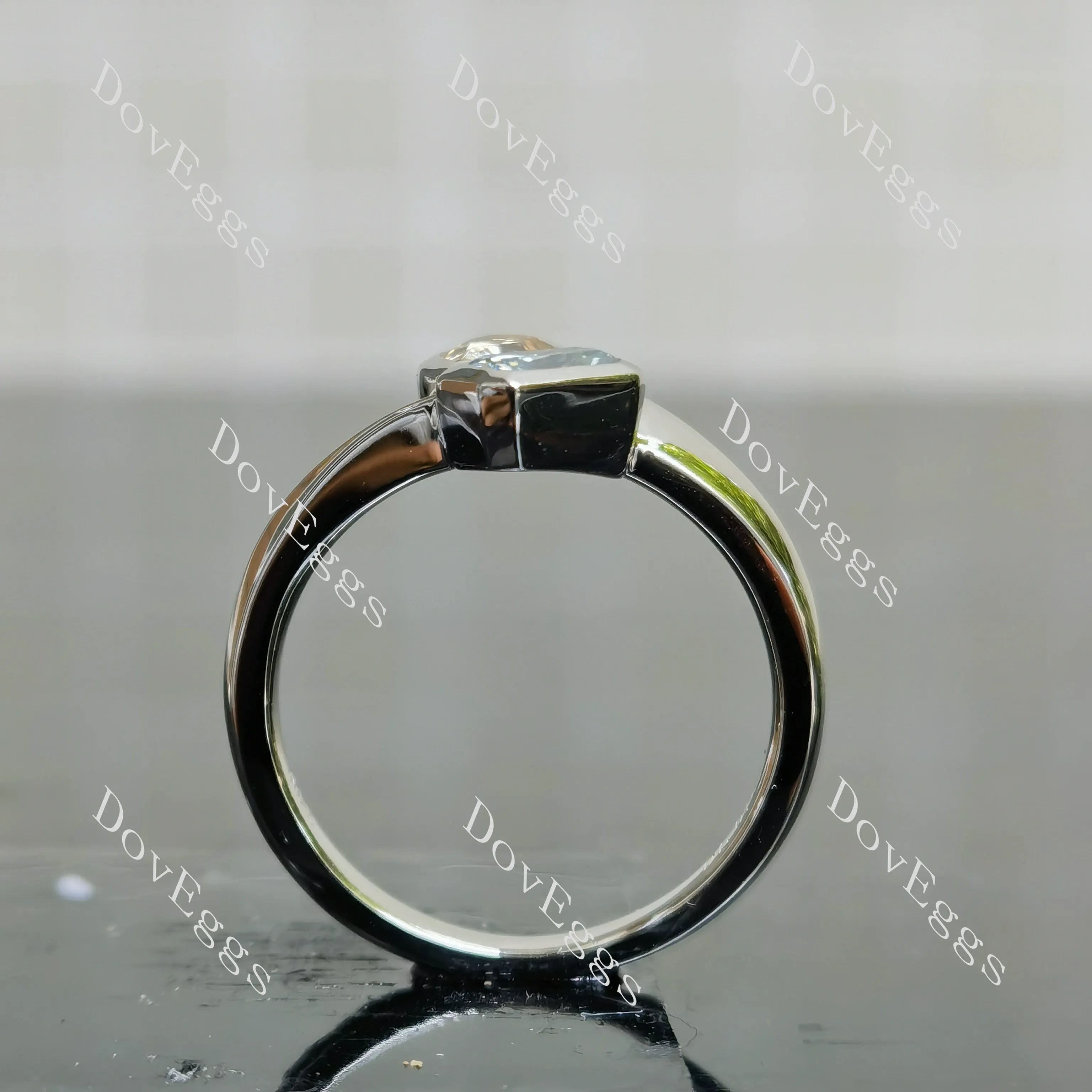 Radiant pear bezel two stones colored moissanite engagement ring| DovEggs