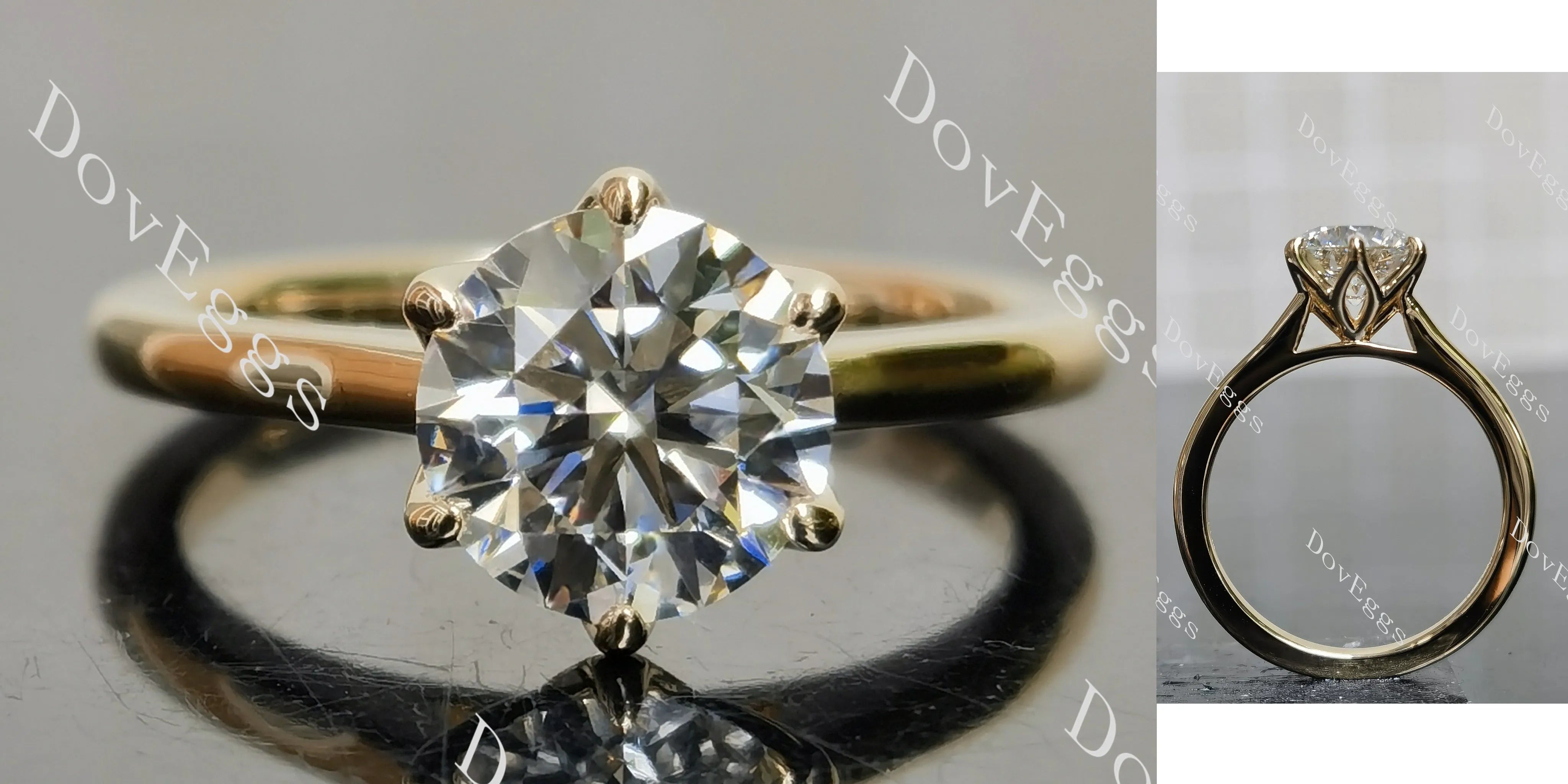 Round solitaire moissanite engagement ring| DovEggs