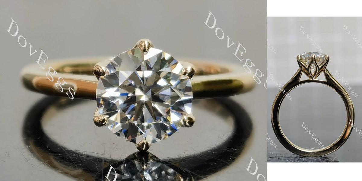 Round solitaire moissanite engagement ring| DovEggs