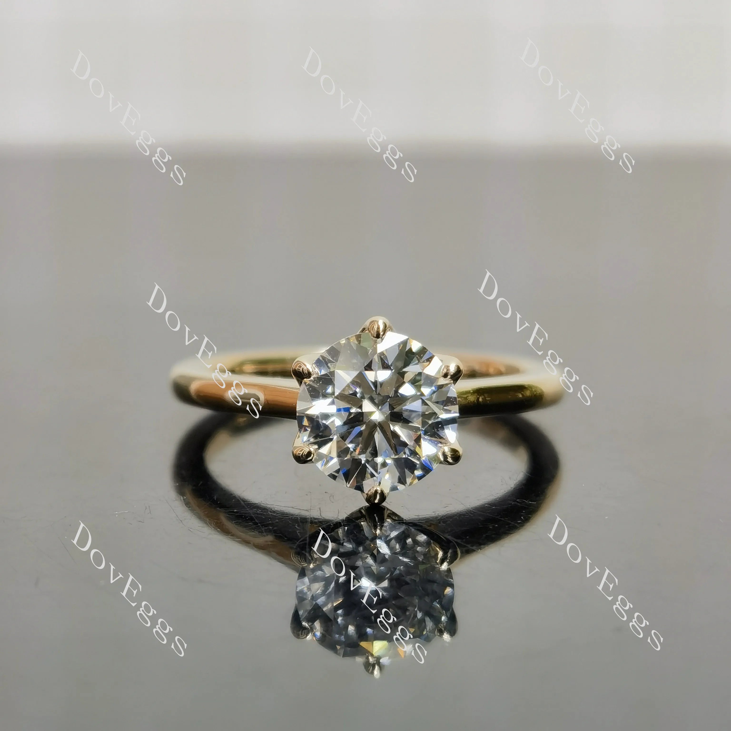 Round solitaire moissanite engagement ring| DovEggs