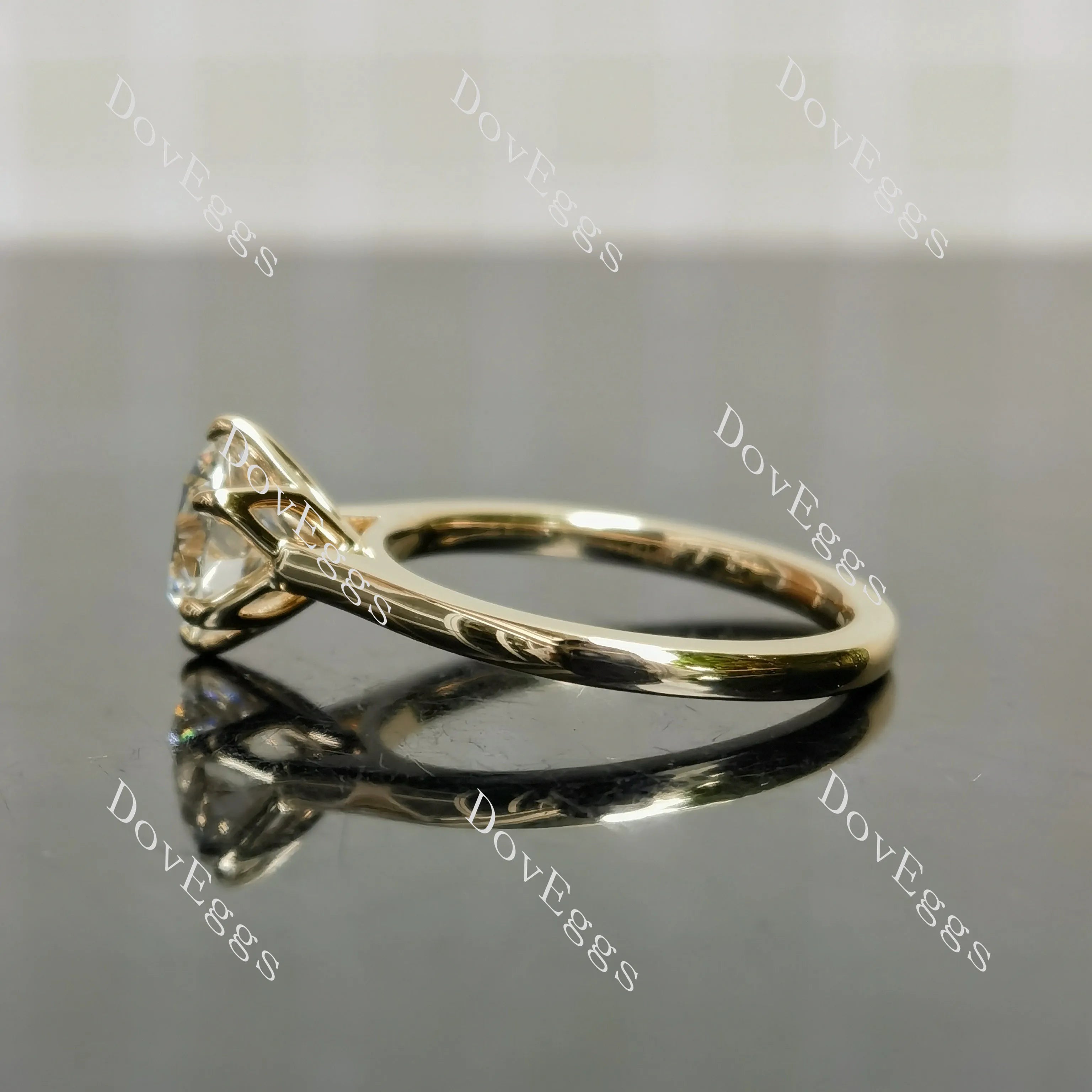 Round solitaire moissanite engagement ring| DovEggs