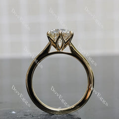 Round solitaire moissanite engagement ring| DovEggs