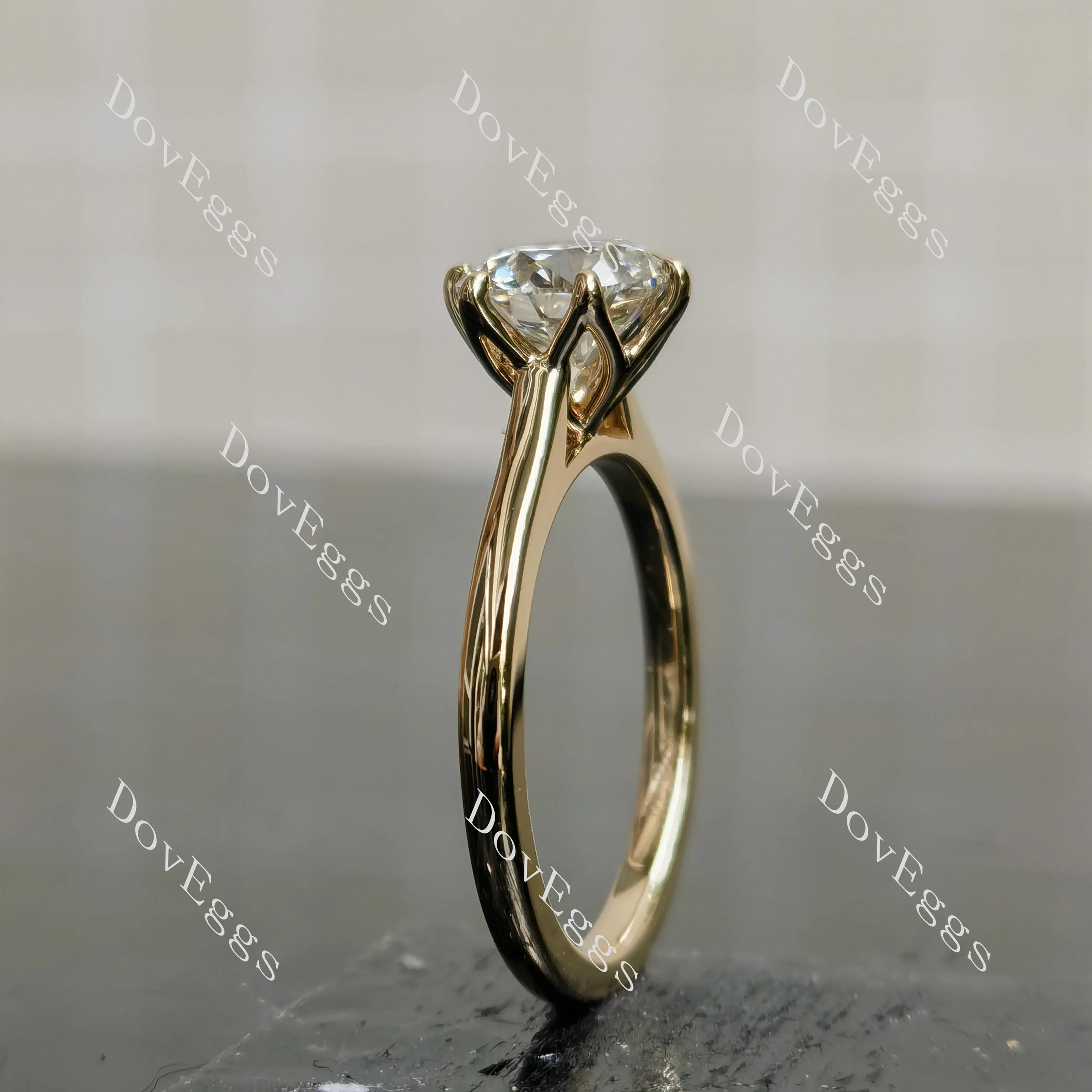 Round solitaire moissanite engagement ring| DovEggs