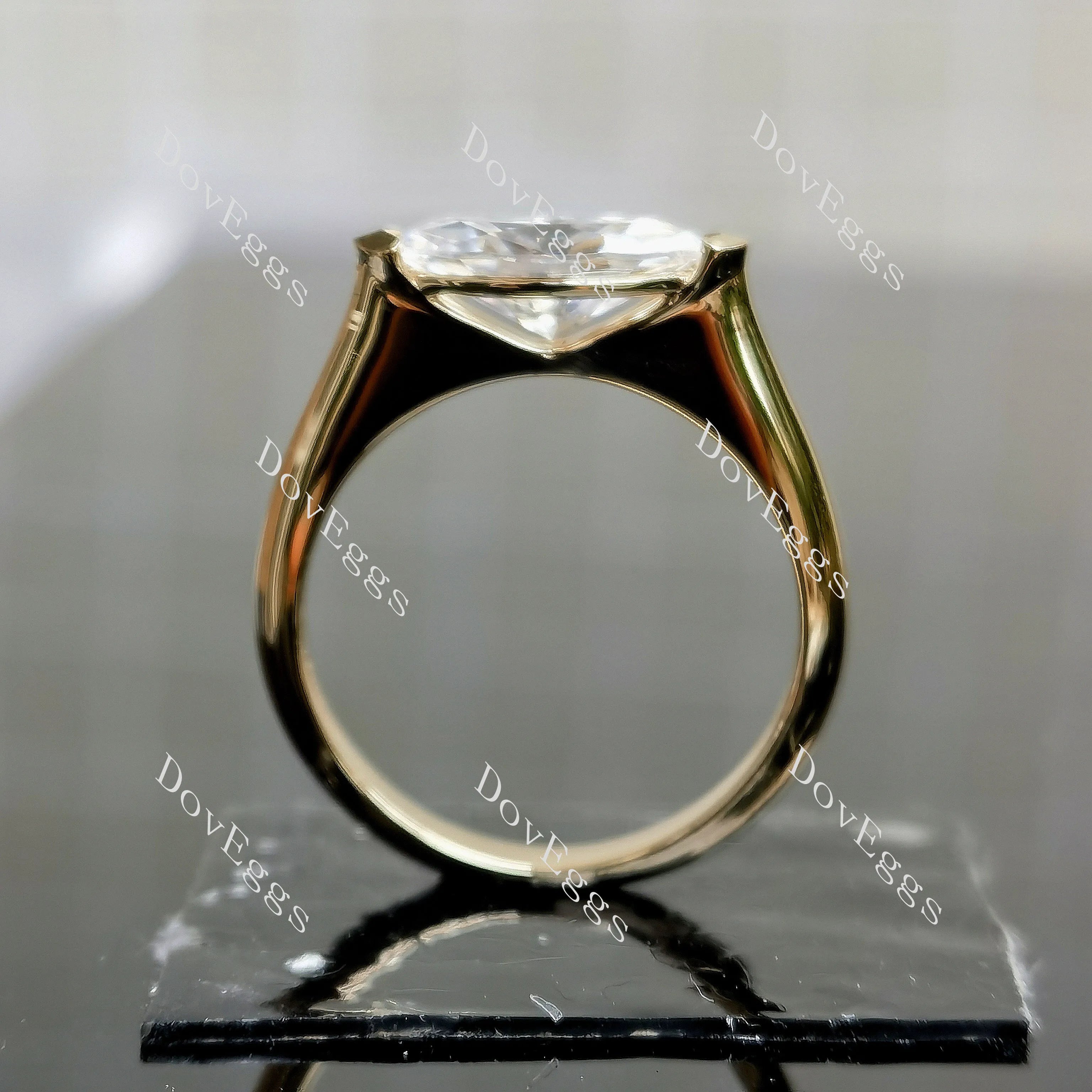 Marquise east west directions solitaire moissanite engagement ring| DovEggs