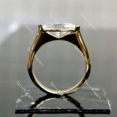 Marquise east west directions solitaire moissanite engagement ring| DovEggs