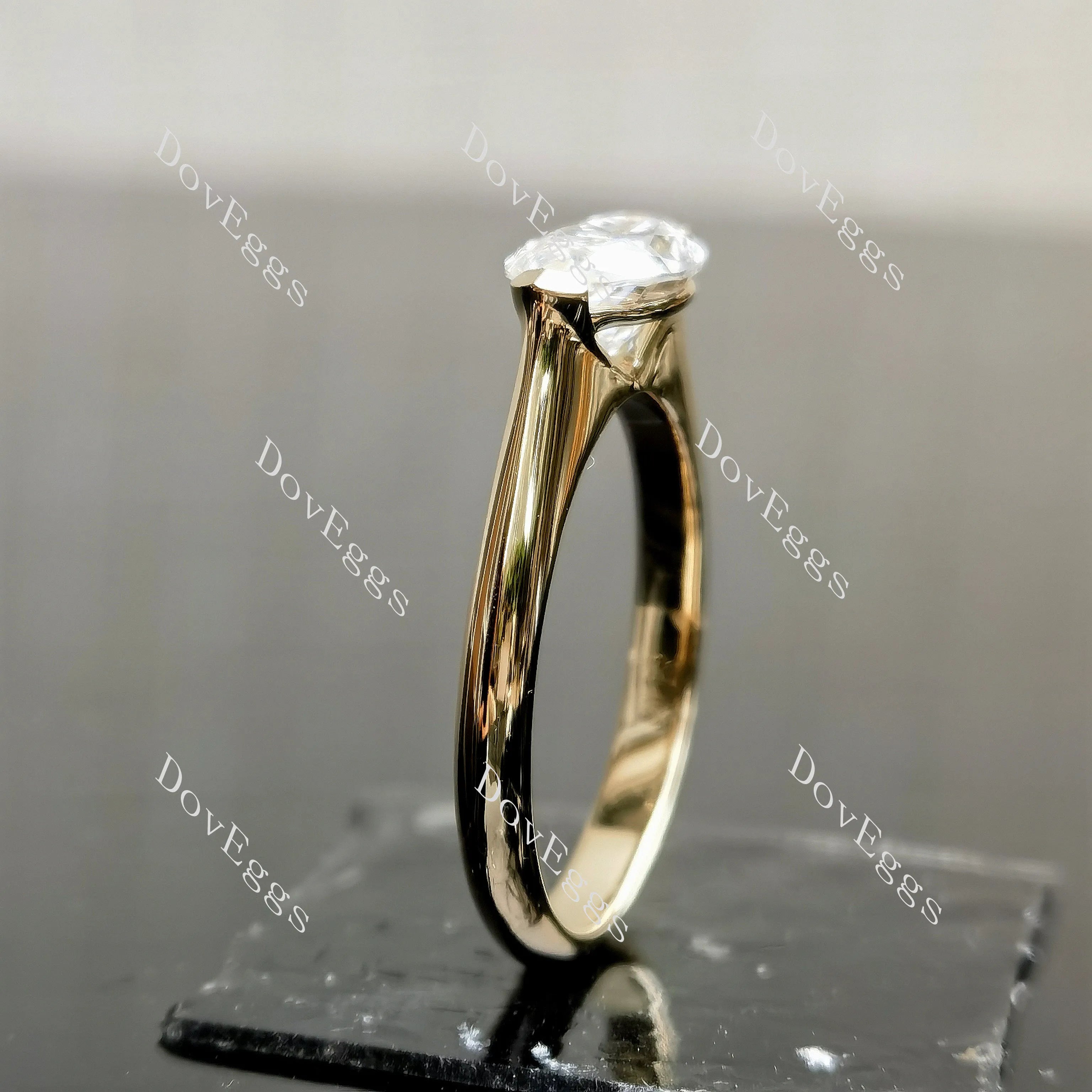 Marquise east west directions solitaire moissanite engagement ring| DovEggs