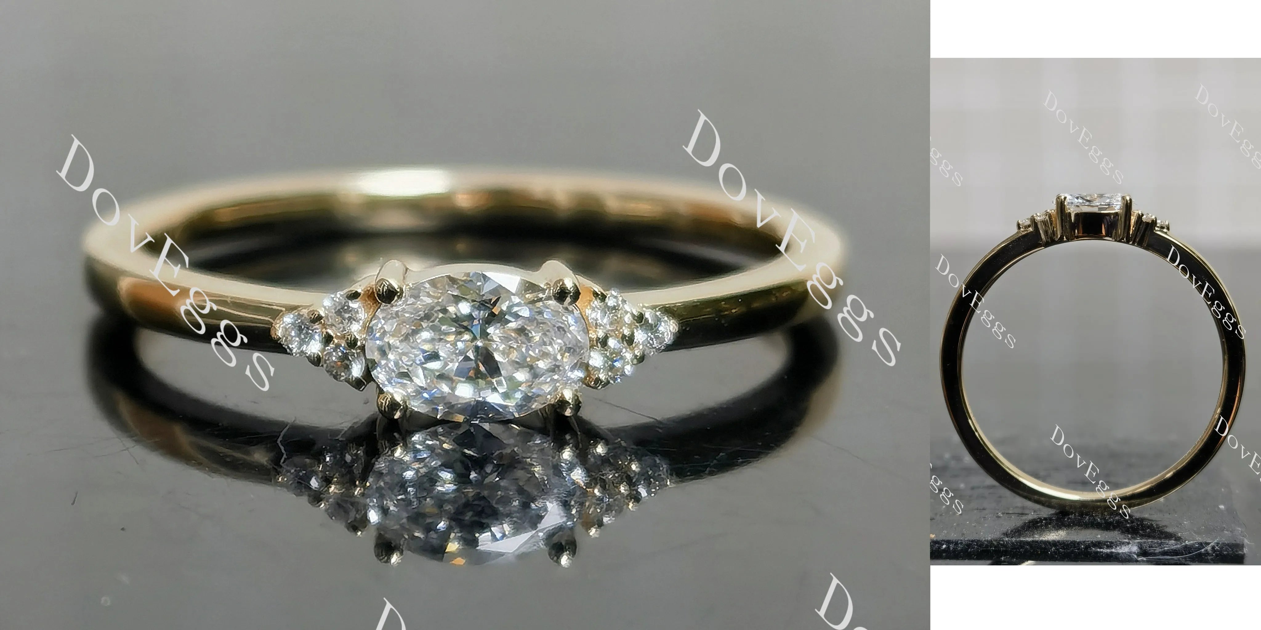 Self-Love oval/marquise moissanite/lab grown diamond engagement ring| DovEggs
