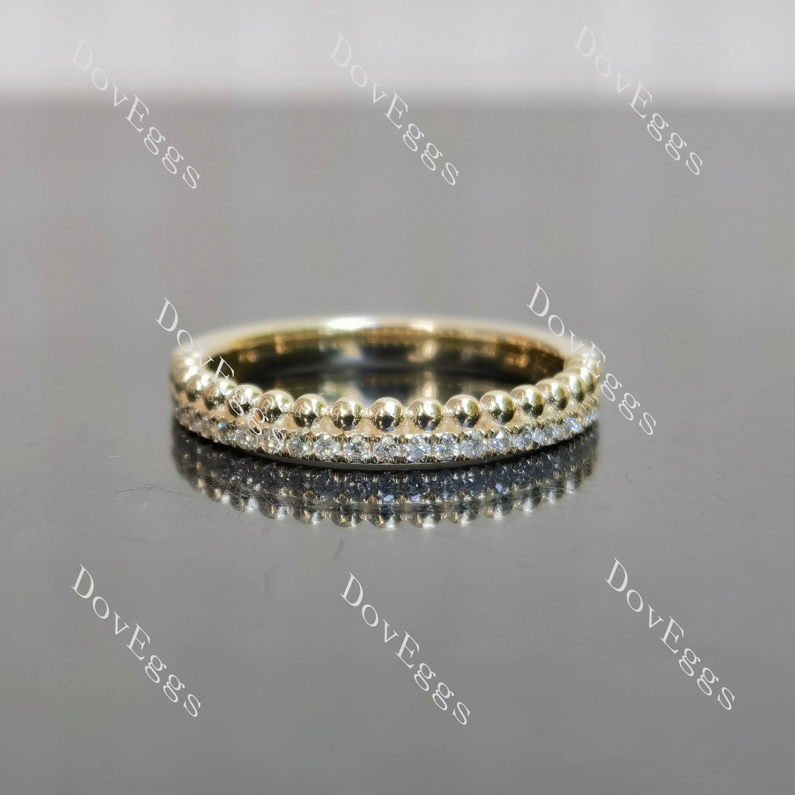 Round pave moissanite/lab grown diamond wedding band-2.3mm band width| DovEggs