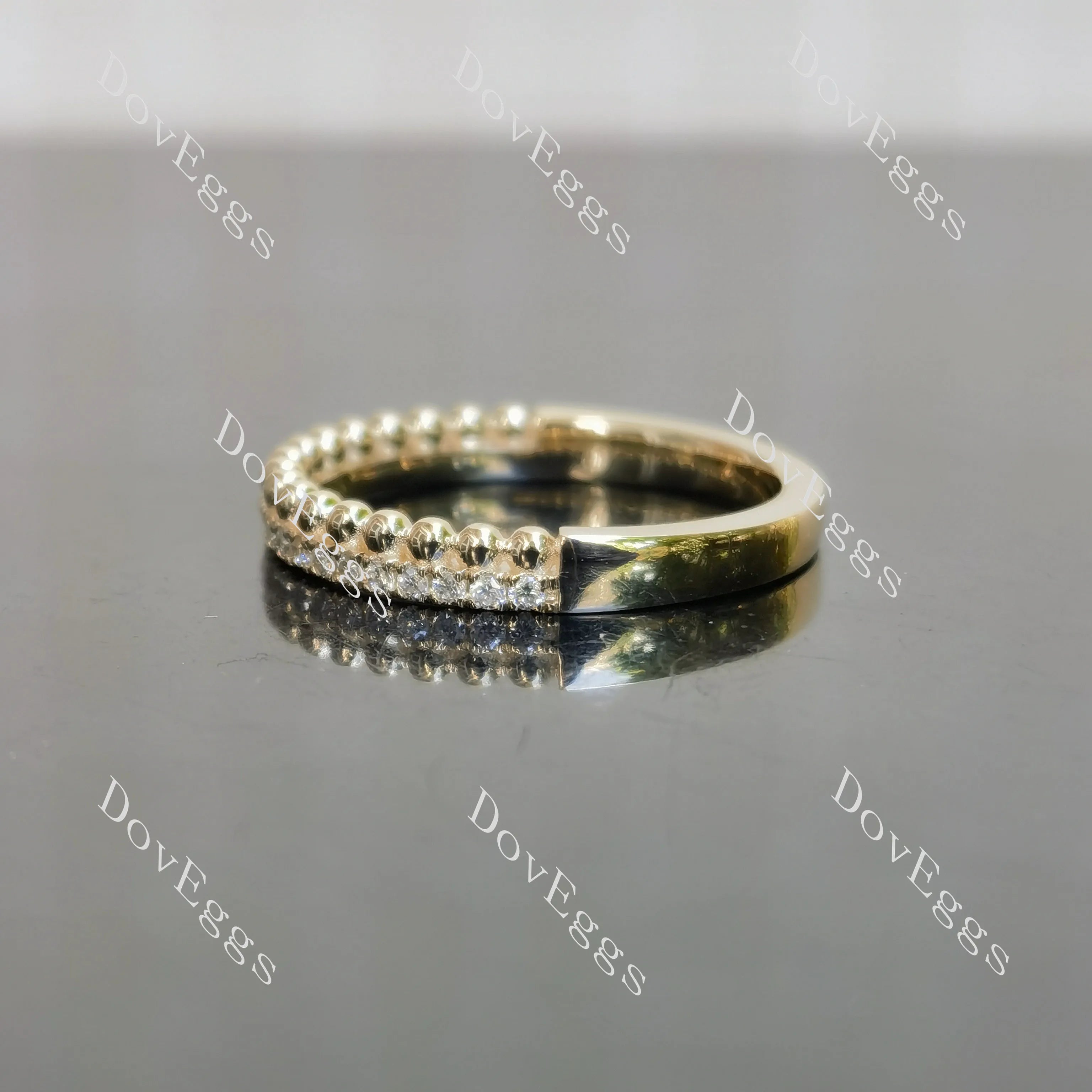 Round pave moissanite/lab grown diamond wedding band-2.3mm band width| DovEggs