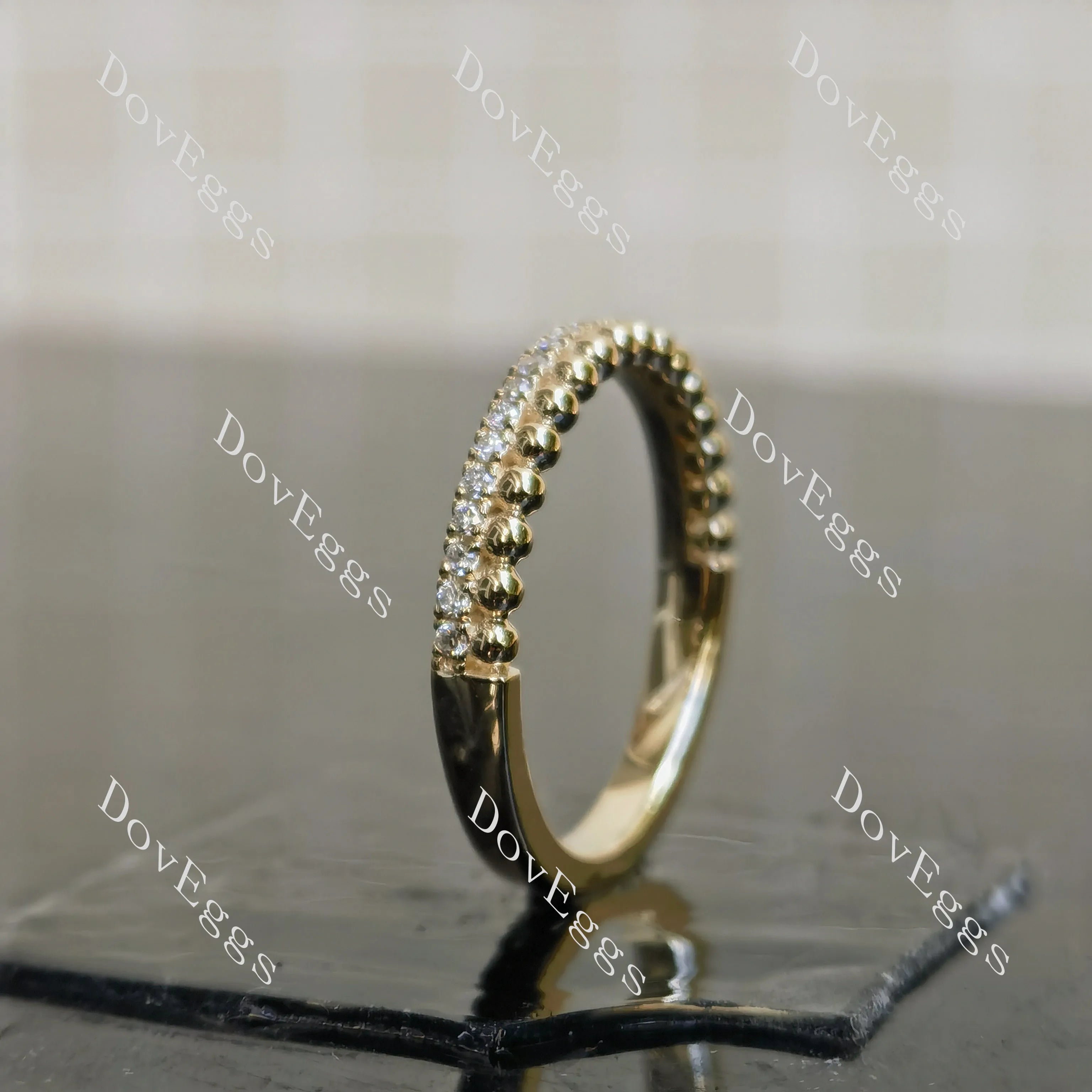 Round pave moissanite/lab grown diamond wedding band-2.3mm band width| DovEggs