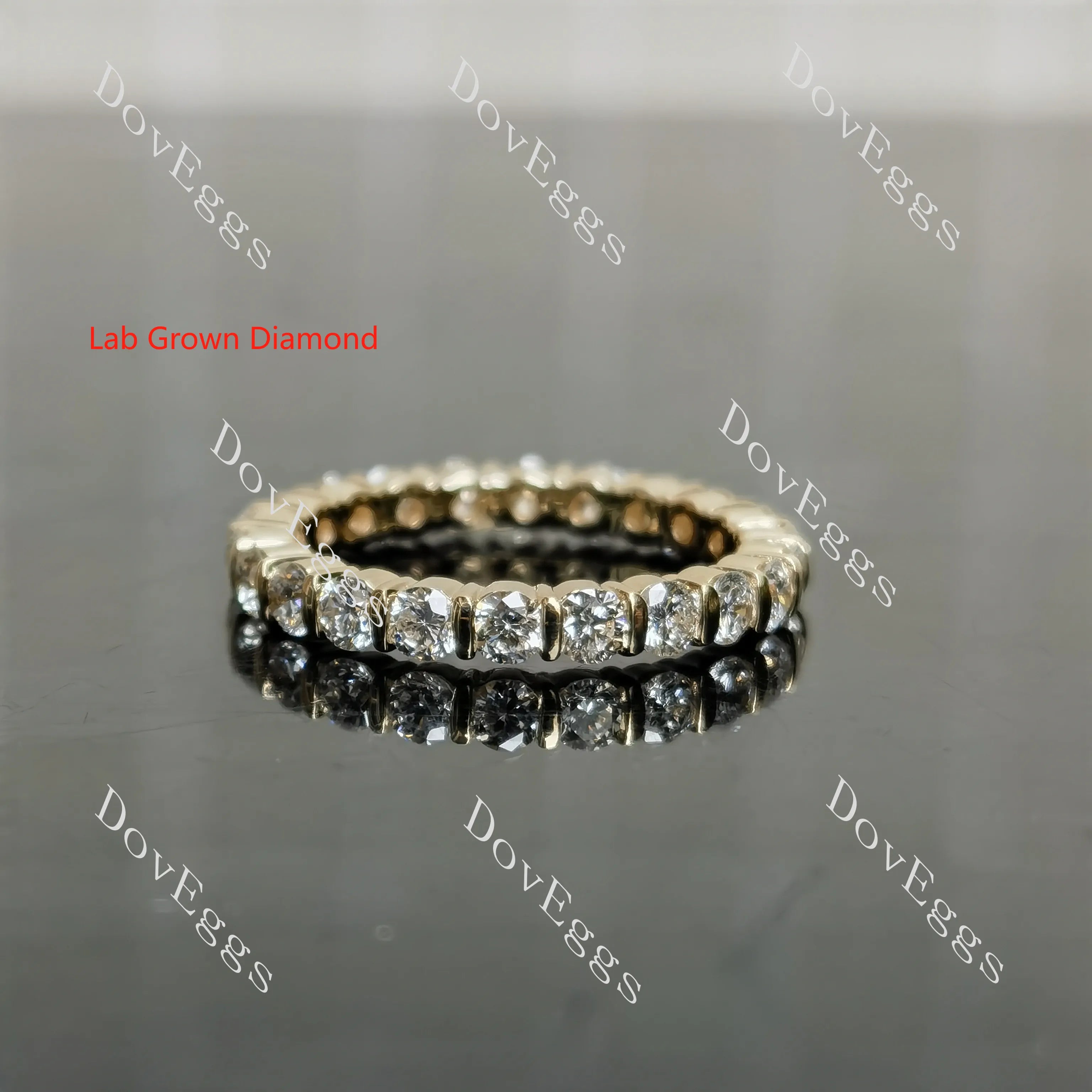 Round full eternity art deco moissanite/lab grown diamond/colored gem wedding band-2.5mm band width| DovEggs