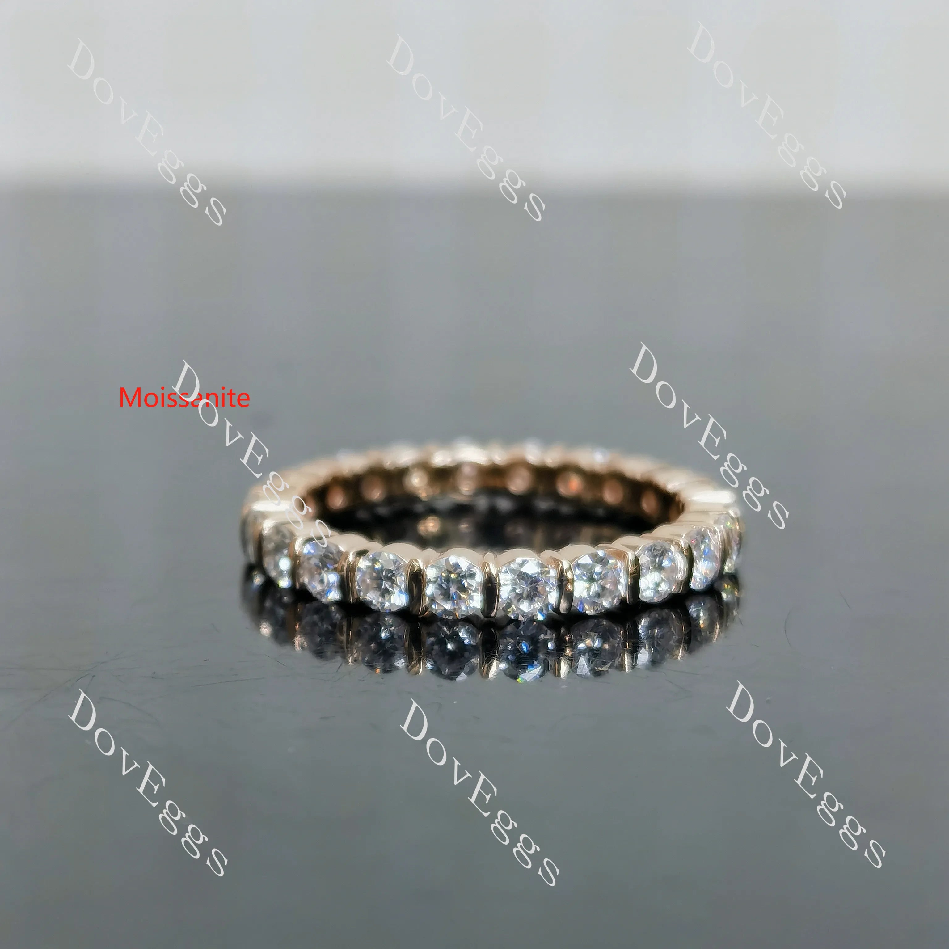 Round full eternity art deco moissanite/lab grown diamond/colored gem wedding band-2.5mm band width| DovEggs