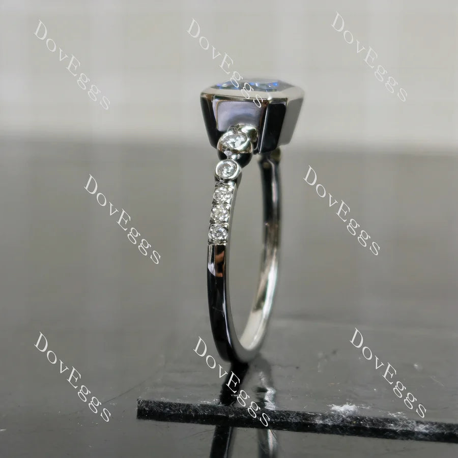 Bezel pave engagement ring only semi-mount only(Exclusively to DovEggs Stones)