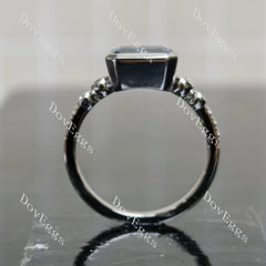 Radiant bezel twilight blue moissanite engagement ring| Doveggs