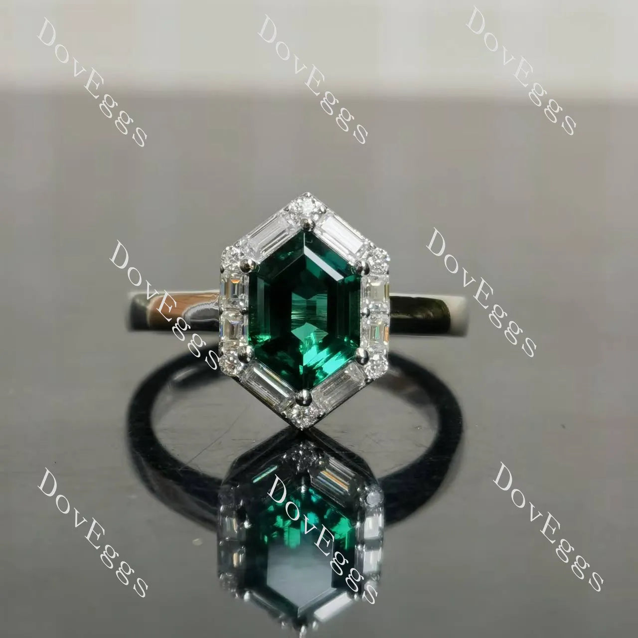 Dovie Doutch Marquise cut halo art deco colored gem engagement ring| Doveggs