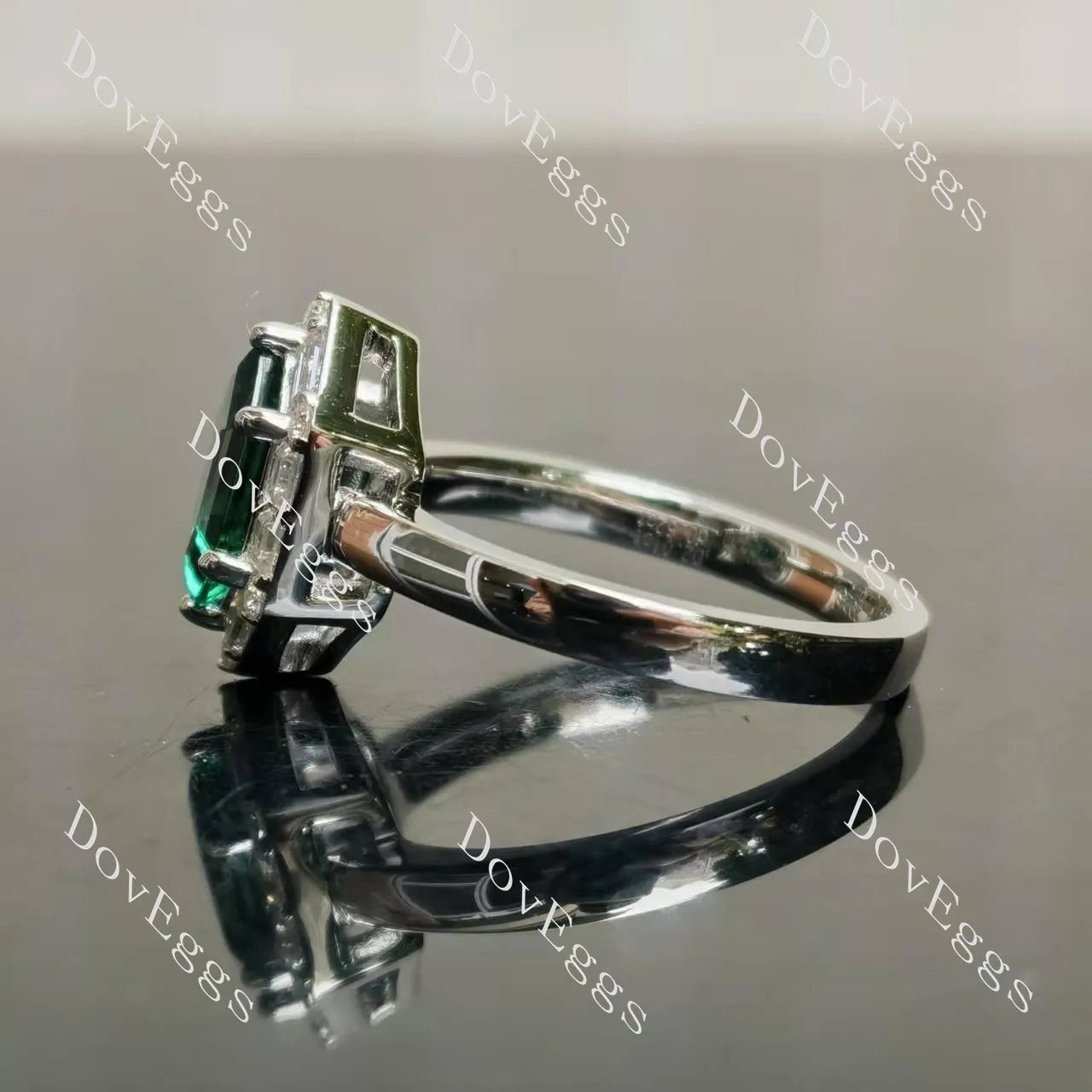 Dovie Doutch Marquise cut halo art deco colored gem engagement ring| Doveggs
