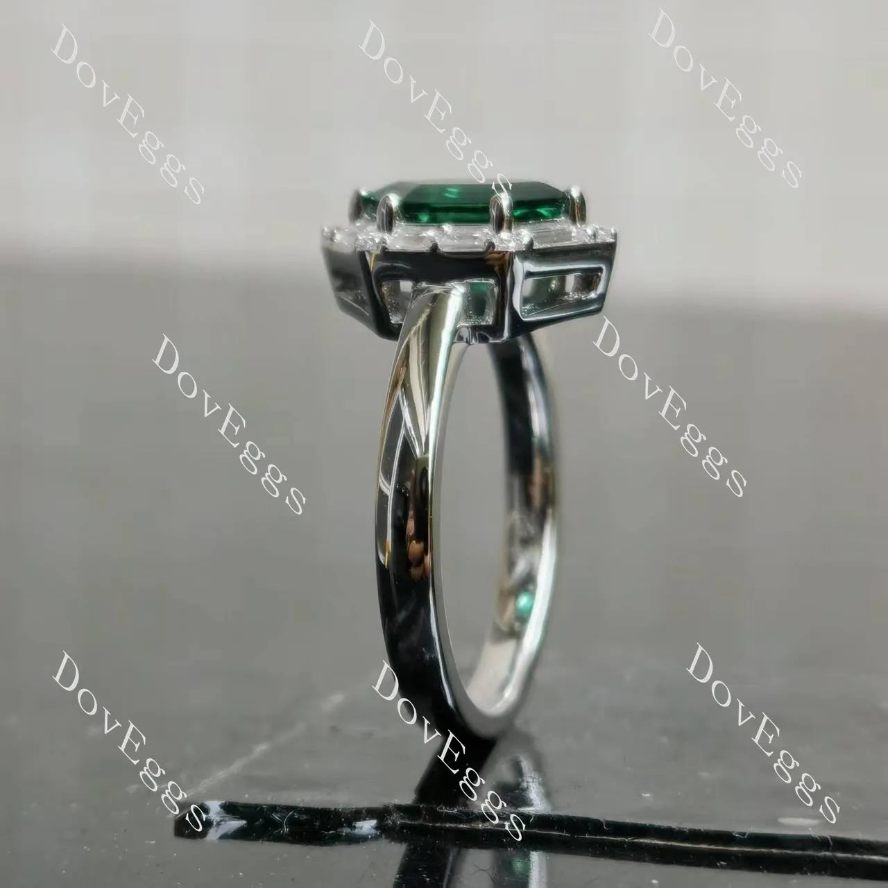 Dovie Doutch Marquise cut halo art deco colored gem engagement ring| Doveggs