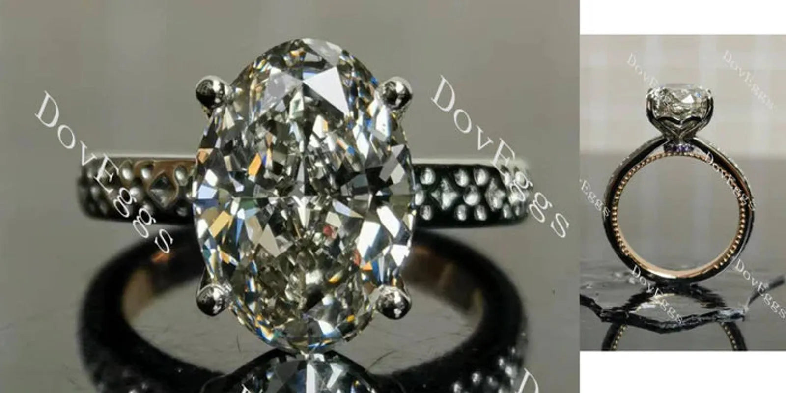 Vintage hidden halo engagement ring semi-mount only(Exclusively to DovEggs Stones)