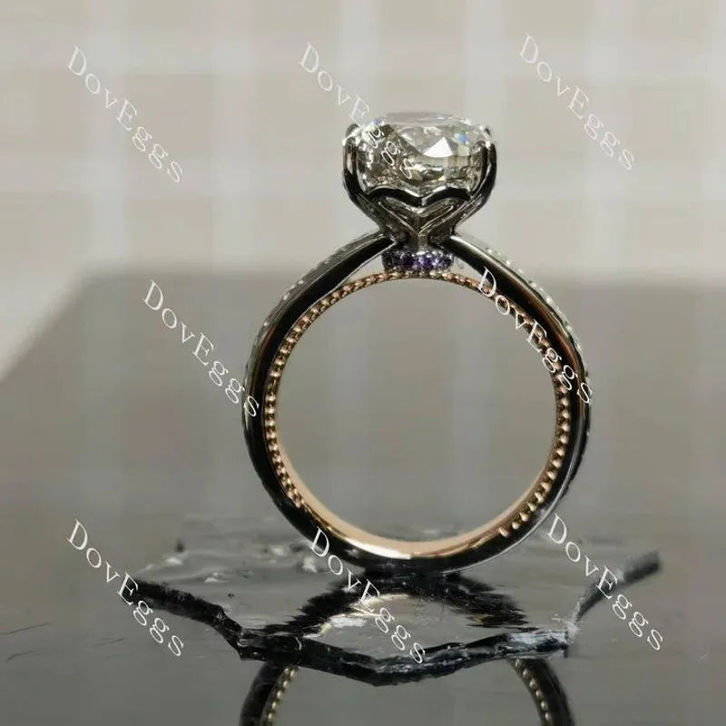 Vintage hidden halo engagement ring semi-mount only(Exclusively to DovEggs Stones)