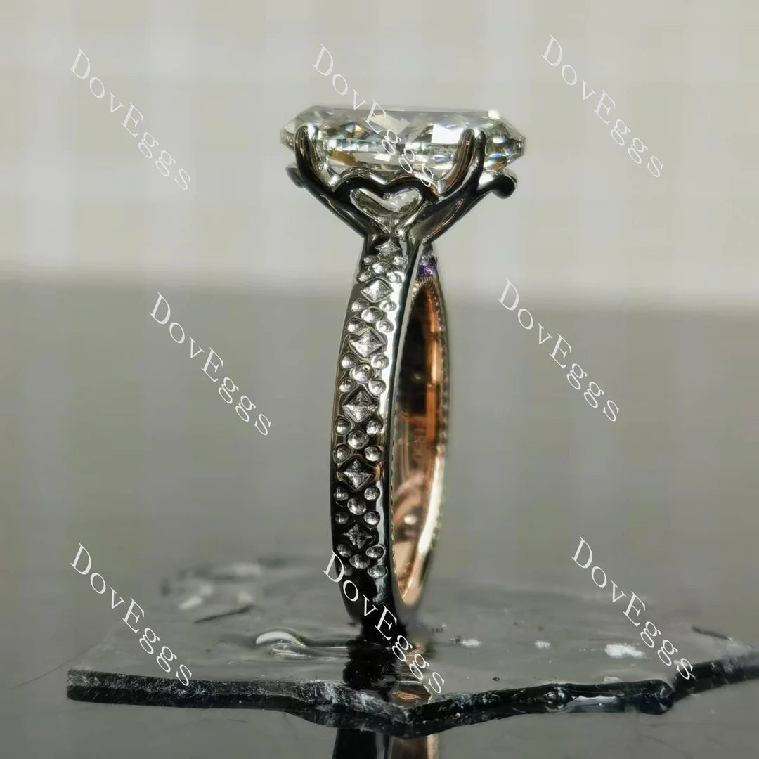 Vintage hidden halo engagement ring semi-mount only(Exclusively to DovEggs Stones)