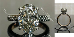 Oval vintage hidden halo moissanite engagement ring | Doveggs