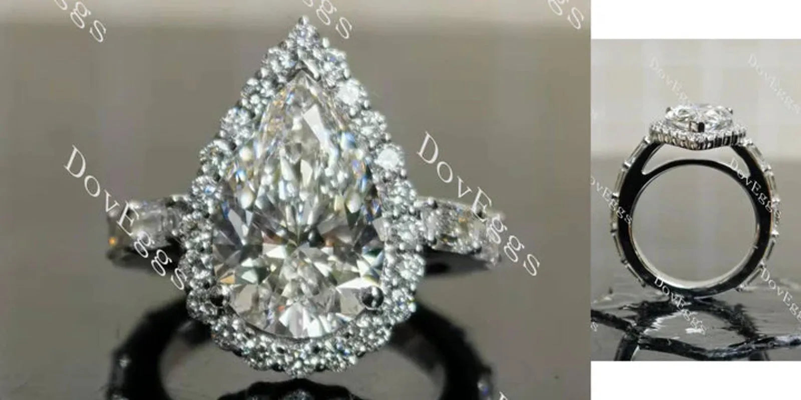 Dean's halo pave 3/4 eternity engagement ring semi-mount only(Exclusively to DovEggs Stones)