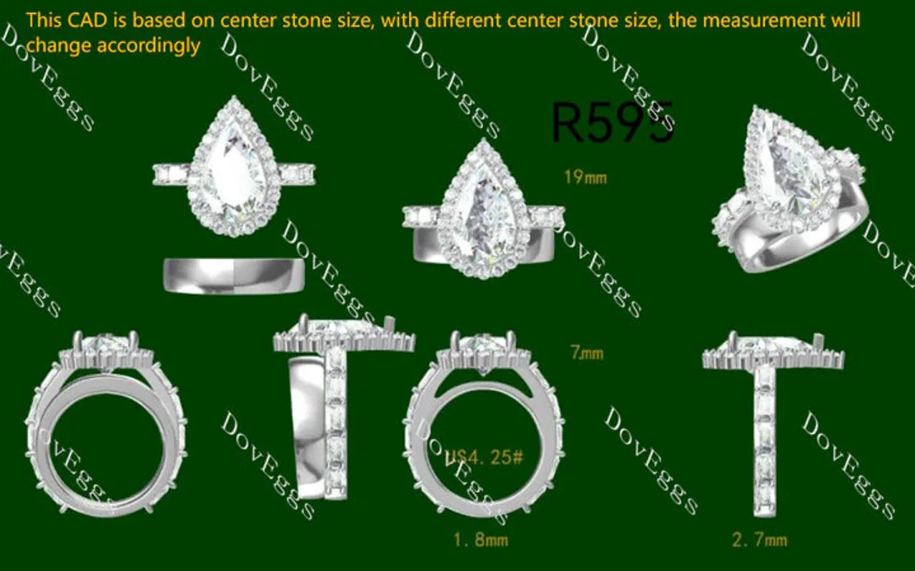 Dean's halo pave 3/4 eternity engagement ring semi-mount only(Exclusively to DovEggs Stones)
