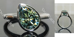 Pear bezel solitaire colored moissanite engagement ring | Doveggs