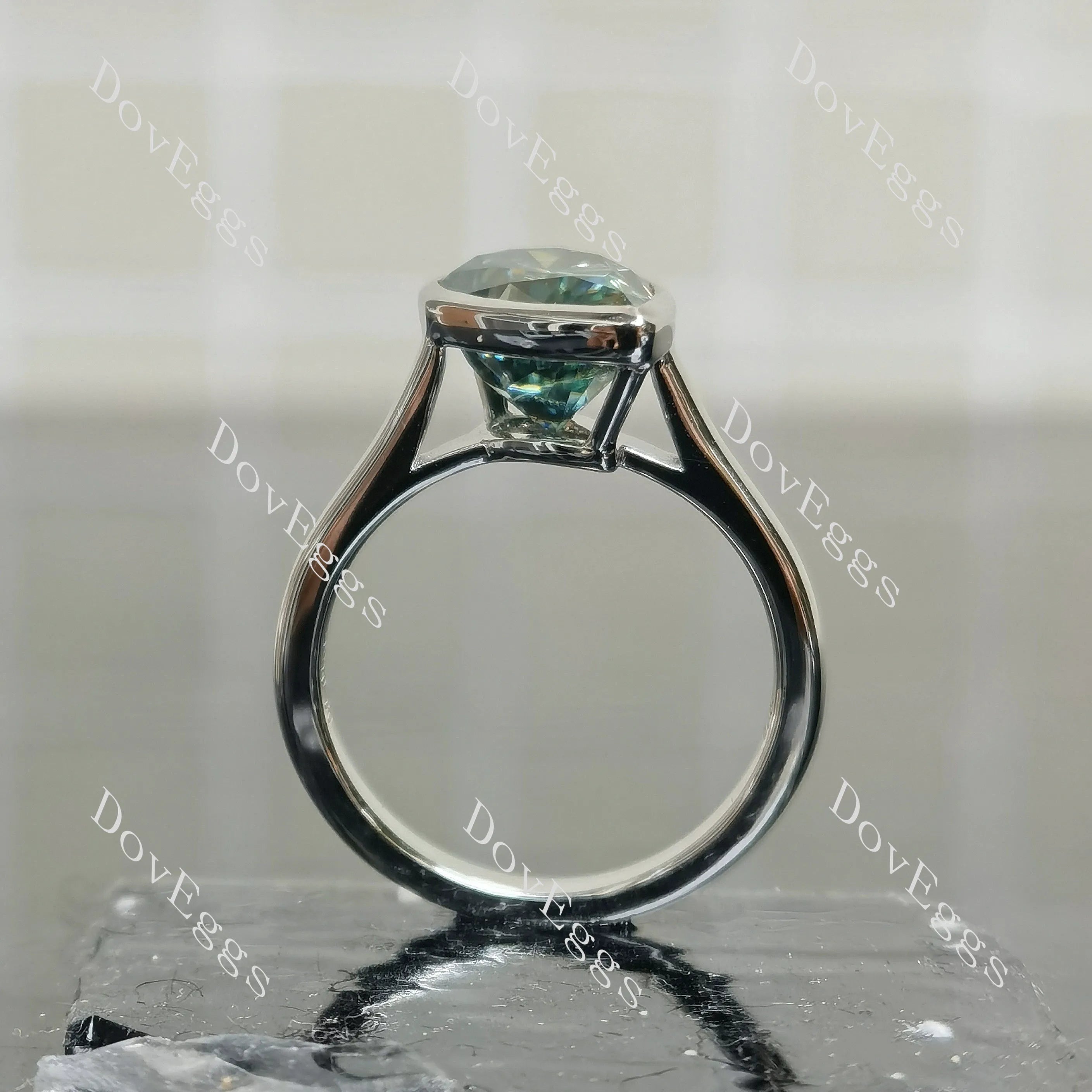 Pear bezel solitaire colored moissanite engagement ring | Doveggs