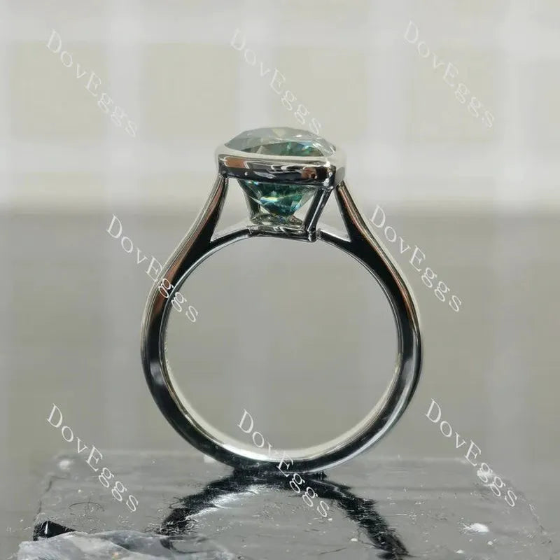 Bezel solitaire engagement ring only semi-mount only(Exclusively to DovEggs Stones)