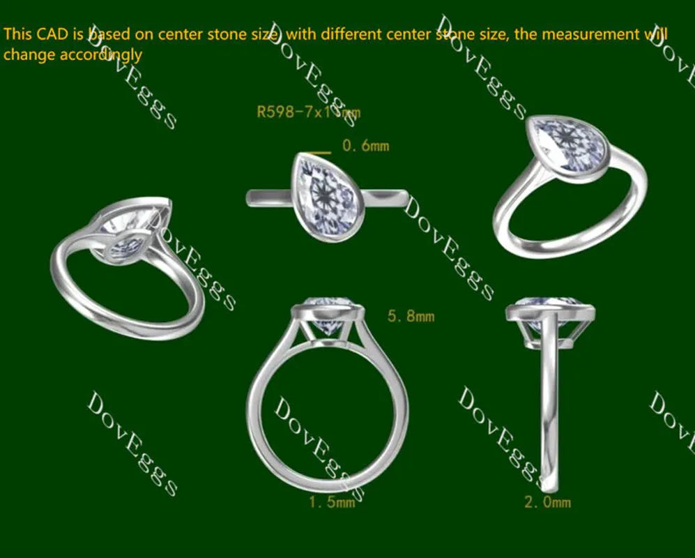 Bezel solitaire engagement ring only semi-mount only(Exclusively to DovEggs Stones)