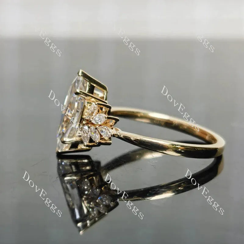 Side stones pave engagement ring only semi-mount only(Exclusively to DovEggs Stones)