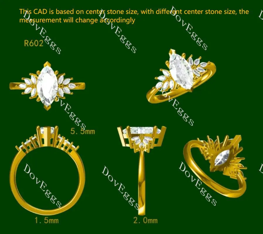Side stones pave engagement ring only semi-mount only(Exclusively to DovEggs Stones)