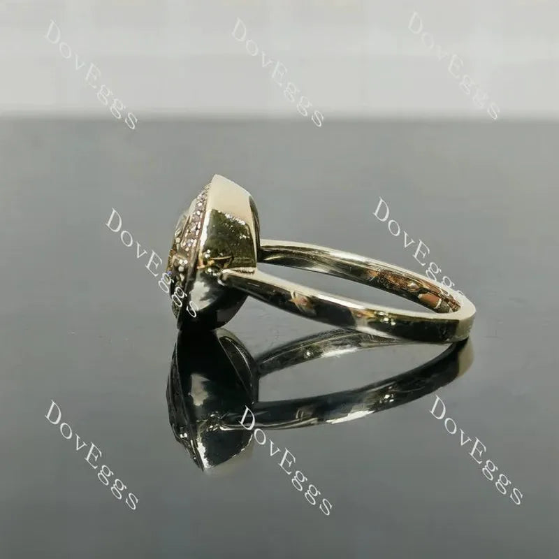 Bezel halo engagement ring semi-mount only(Exclusively to DovEggs Stones)