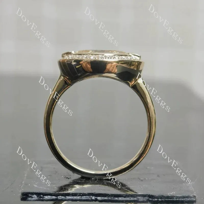 Bezel halo engagement ring semi-mount only(Exclusively to DovEggs Stones)