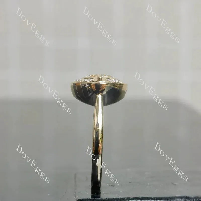Bezel halo engagement ring semi-mount only(Exclusively to DovEggs Stones)