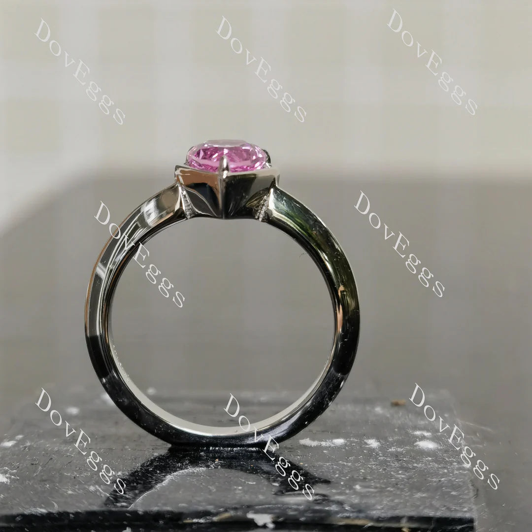 Bezel solitaire engagement ring semi-mount only(Exclusively to DovEggs Stones)