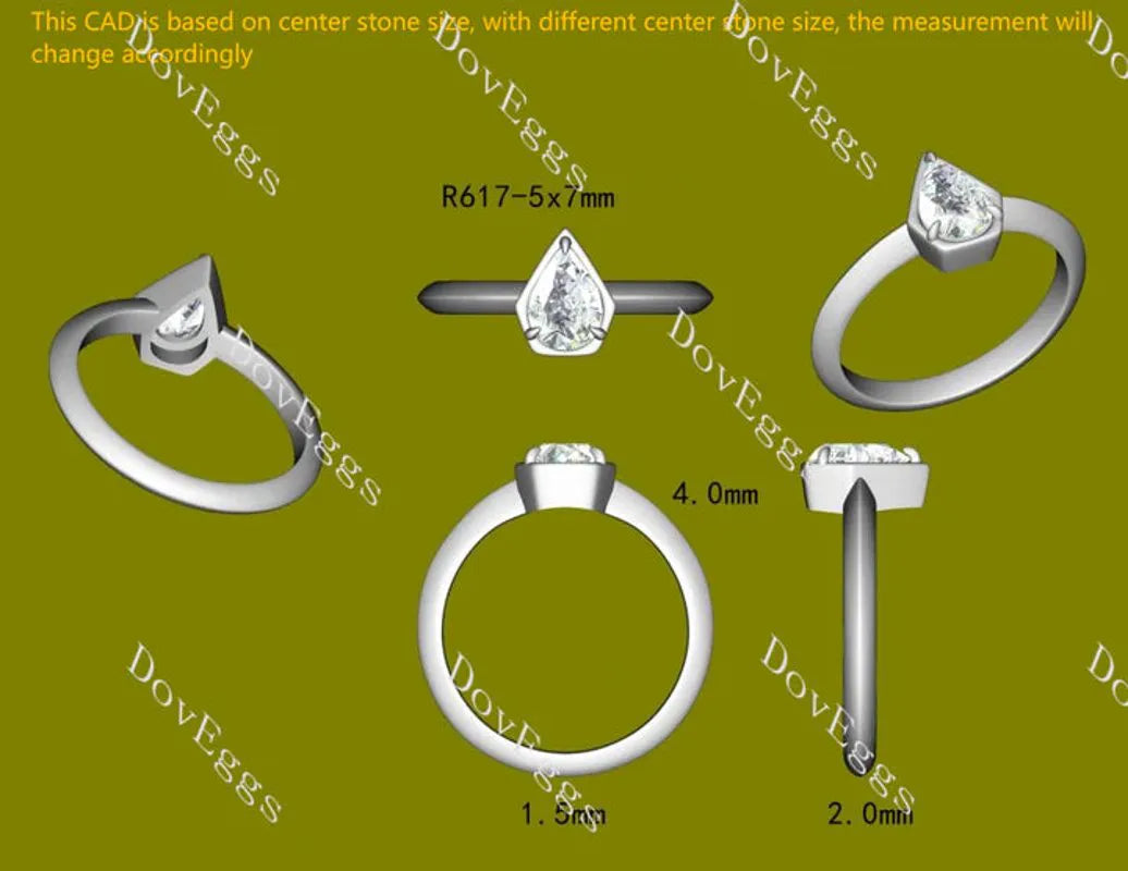Bezel solitaire engagement ring semi-mount only(Exclusively to DovEggs Stones)