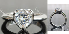 Heart bezel prong solitaire moissanite engagement ring | Doveggs