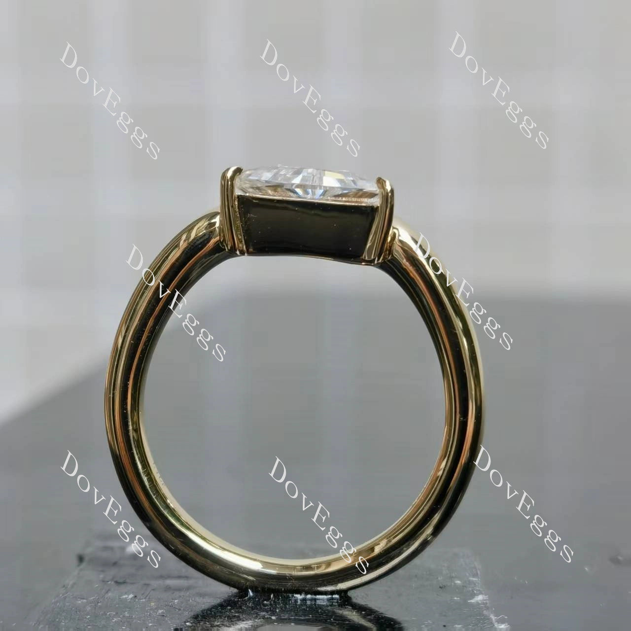 Triangle solitaire eleglant moissanite engagement ring | DovEggs